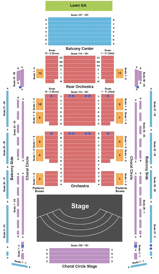 seating chart for Weill Hall At Green Music Center - End Stage 2 - eventticketscenter.com