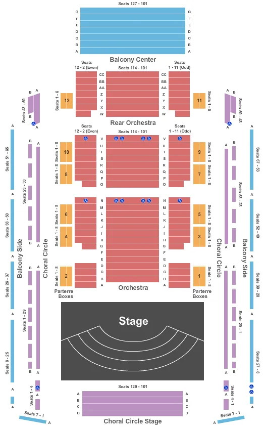 seating chart for Weill Hall At Green Music Center - End Stage - eventticketscenter.com
