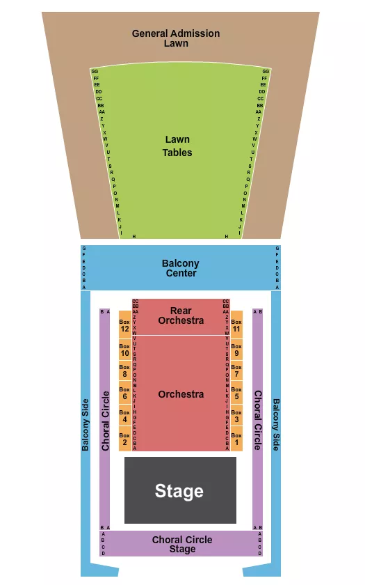 seating chart for Weill Hall At Green Music Center - End Stage & Lawn/Tables - eventticketscenter.com