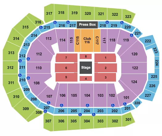 seating chart for Wells Fargo Arena - IA - Center Stage 2 - eventticketscenter.com