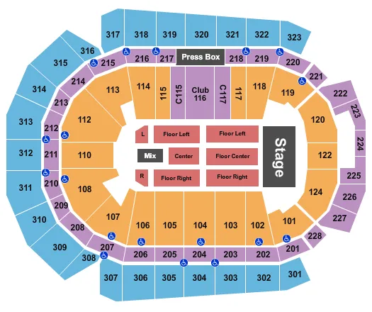 seating chart for Wells Fargo Arena - IA - End Stage 2 - eventticketscenter.com