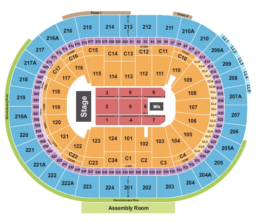 seating chart for Xfinity Mobile Arena - Endstage 7 - eventticketscenter.com
