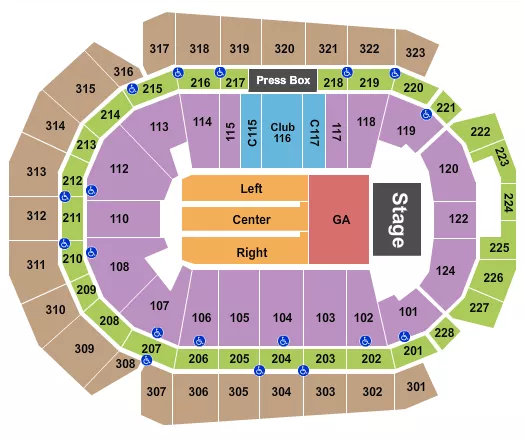 seating chart for Wells Fargo Arena - IA - Endstage GA Pit - eventticketscenter.com