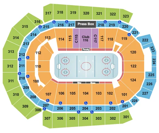 seating chart for Wells Fargo Arena - IA - Hockey - eventticketscenter.com