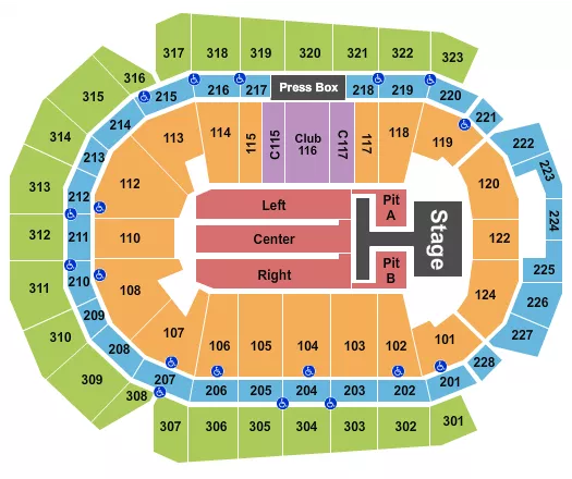 seating chart for Wells Fargo Arena - IA - Kane Brown - eventticketscenter.com