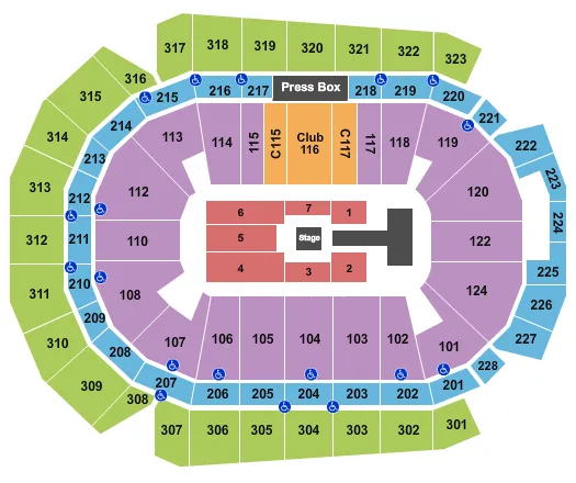seating chart for Wells Fargo Arena - IA - WWE 2 - eventticketscenter.com