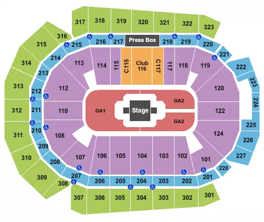 seating chart for Wells Fargo Arena - IA - Zach Bryan - eventticketscenter.com