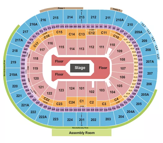 seating chart for Xfinity Mobile Arena - Center Stage GA Floor - eventticketscenter.com