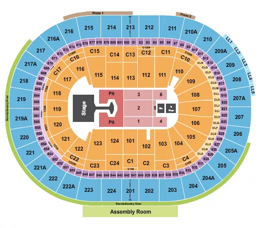 seating chart for Wells Fargo Center - PA - Disturbed - eventticketscenter.com