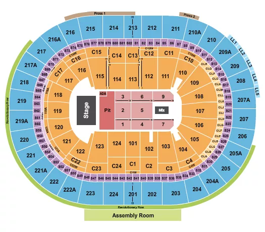seating chart for Xfinity Mobile Arena - Endstage GA Pit 2 - eventticketscenter.com