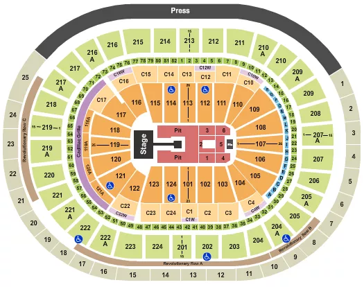 seating chart for Wells Fargo Center - PA - Endstage Pit - eventticketscenter.com