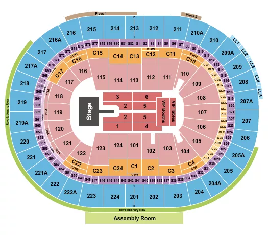 seating chart for Wells Fargo Center - PA - Mary J. Blige - eventticketscenter.com