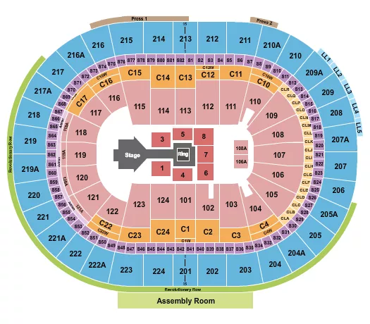 seating chart for Wells Fargo Center - PA - WWE 2 - eventticketscenter.com