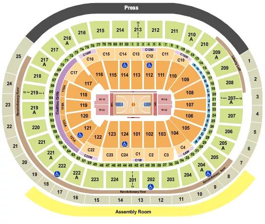 seating chart for Wells Fargo Center - PA - Basketball - Globetrotters - eventticketscenter.com