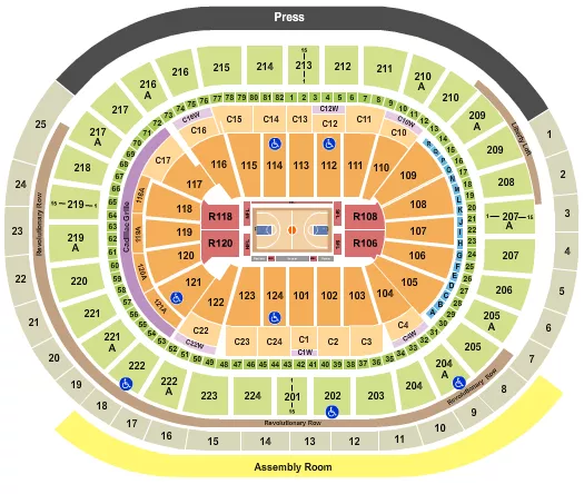 seating chart for Xfinity Mobile Arena - Basketball Unrivaled - eventticketscenter.com