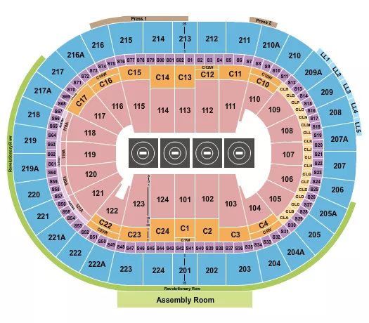 seating chart for Wells Fargo Center - PA - Wrestling - 4 mats - eventticketscenter.com