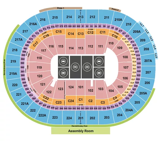 seating chart for Wells Fargo Center - PA - Wrestling - 6 mats - eventticketscenter.com