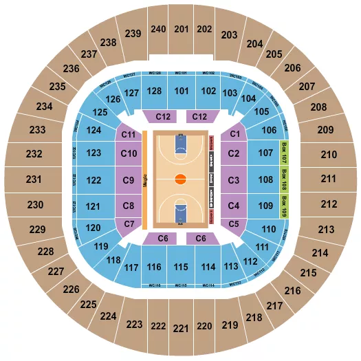 seating chart for West Virginia University Coliseum - Basketball - Globetrotters - eventticketscenter.com