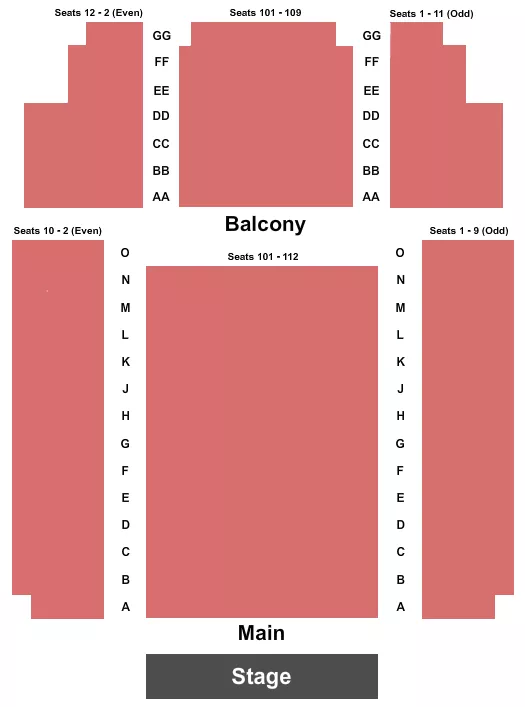 seating chart for Westhampton Beach Performing Arts Center - End Stage - eventticketscenter.com