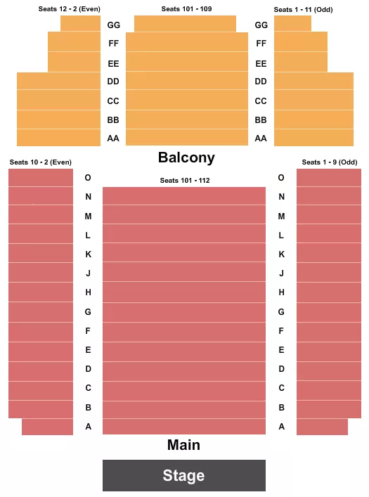 seating chart for Westhampton Beach Performing Arts Center - End Stage - eventticketscenter.com
