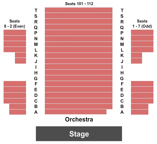 seating chart for Westside Theatre Upstairs - Endstage 1 - eventticketscenter.com