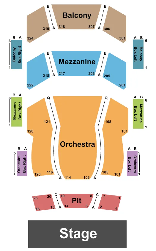 seating chart for Whitaker Center - Sunoco Performace Center - eventticketscenter.com