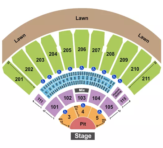 seating chart for White River Amphitheatre - Endstage Pit No Rsvd Lawn - eventticketscenter.com