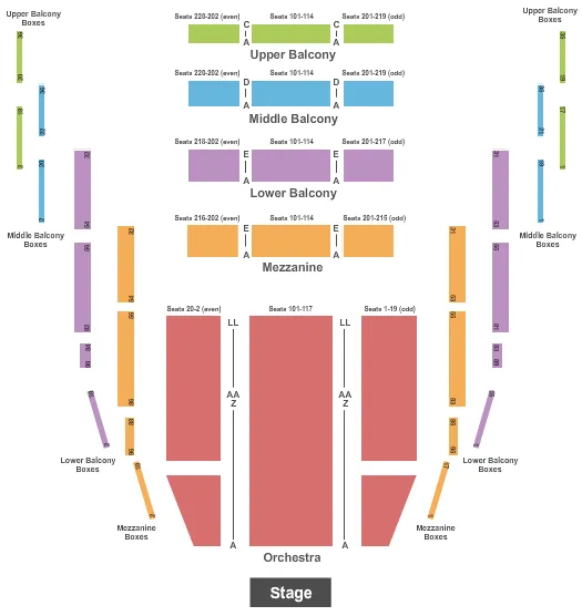 seating chart for Whiting Auditorium - End Stage - eventticketscenter.com