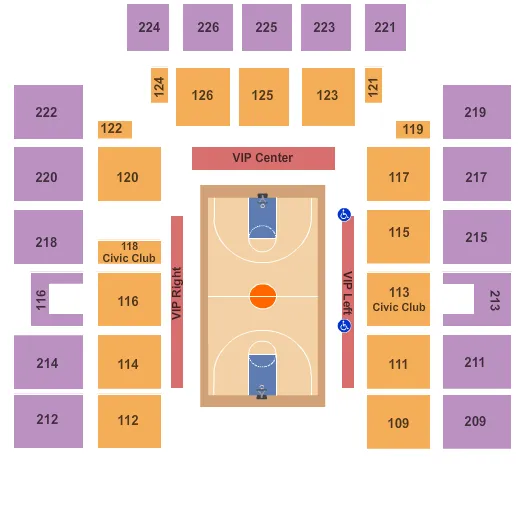 seating chart for Wicomico Civic Center - Basketball - eventticketscenter.com