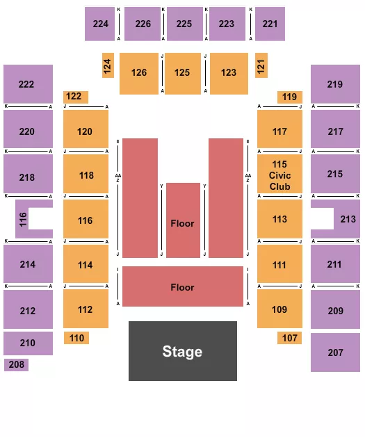 seating chart for Wicomico Civic Center - Endstage Floor - eventticketscenter.com