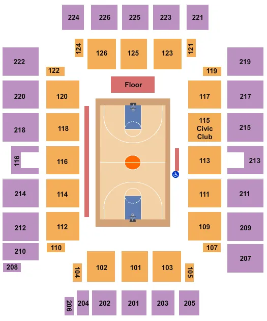 seating chart for Wicomico Civic Center - Harlem Globetrotters - eventticketscenter.com