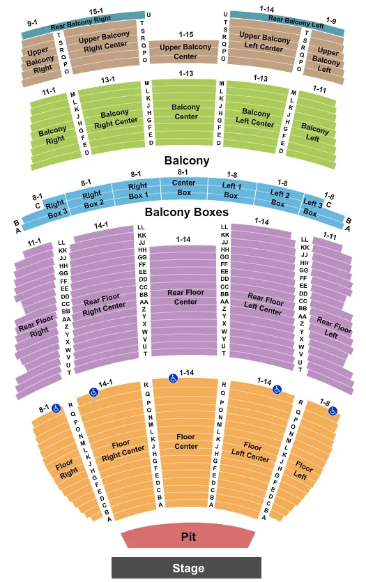 seating chart for Will Rogers Auditorium - End Stage - eventticketscenter.com