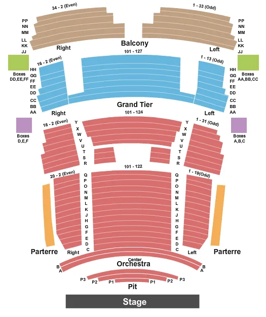 seating chart for Cape Fear Community College's Wilson Center - End Stage Pit - eventticketscenter.com