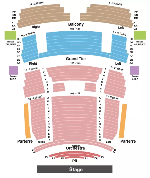 seating chart for Cape Fear Community College's Wilson Center - End Stage Pit - eventticketscenter.com
