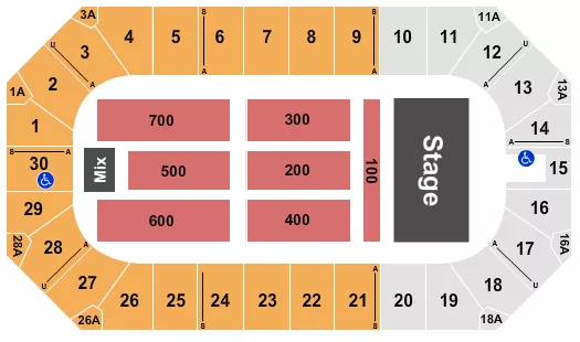 seating chart for Wings Event Center - Endstage 3 - eventticketscenter.com