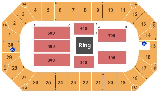 seating chart for Wings Event Center - WWE - eventticketscenter.com