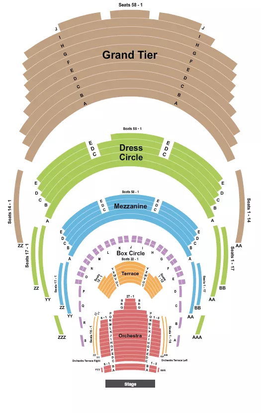 seating chart for Winspear Opera House - Endstage - No Pit - eventticketscenter.com