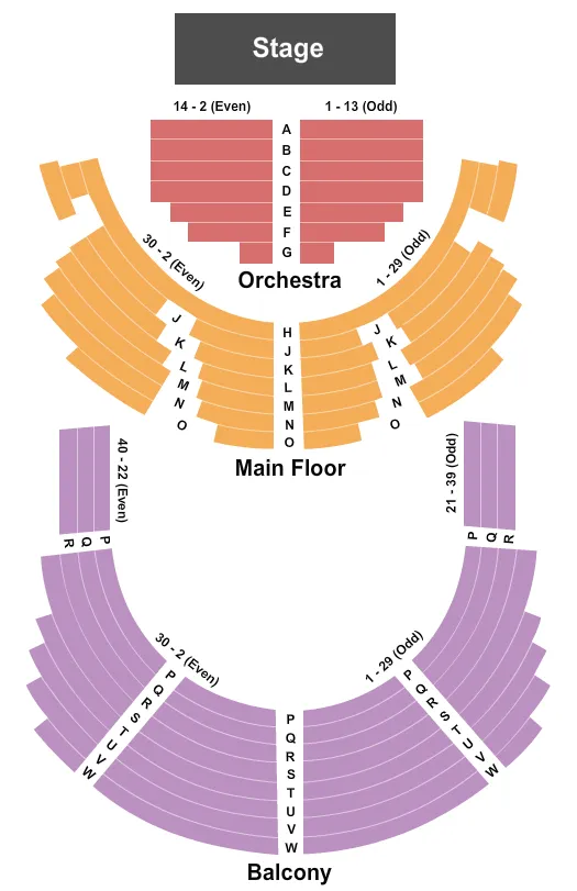seating chart for Woodland Opera House - Endstage - eventticketscenter.com