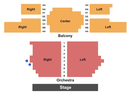 seating chart for Woodstock Opera House - Endstage - eventticketscenter.com