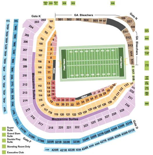 seating chart for Wrigley Field - Football - eventticketscenter.com