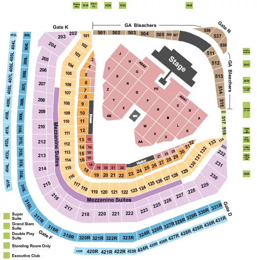 seating chart for Wrigley Field - Green Day 2024 - eventticketscenter.com