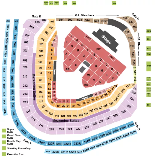 seating chart for Wrigley Field - Pearl Jam 2024 - eventticketscenter.com