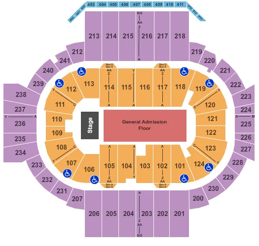 seating chart for PeoplesBank Arena - End Stage GA - eventticketscenter.com