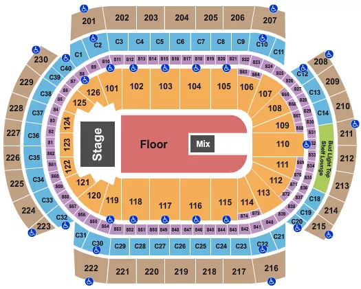 seating chart for Xcel Energy Center - Endstage GA Floor - eventticketscenter.com