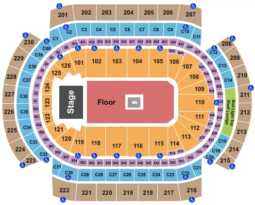 seating chart for Xcel Energy Center - Endstage GA Floor 2 - eventticketscenter.com