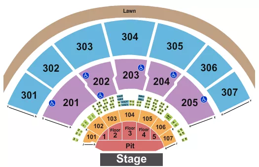 seating chart for Xfinity Center - MA - Endstage Floor 1-5 with Pit - eventticketscenter.com