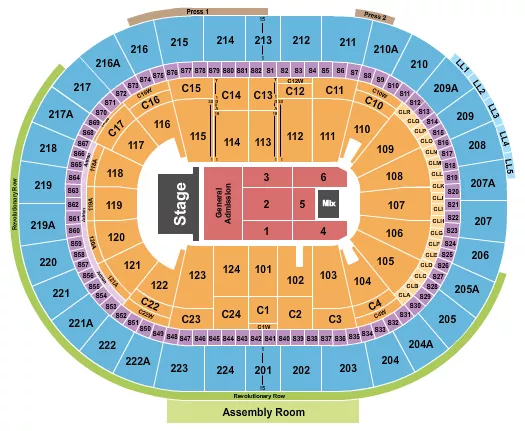 seating chart for Xfinity Mobile Arena - Endstage GA Front - eventticketscenter.com