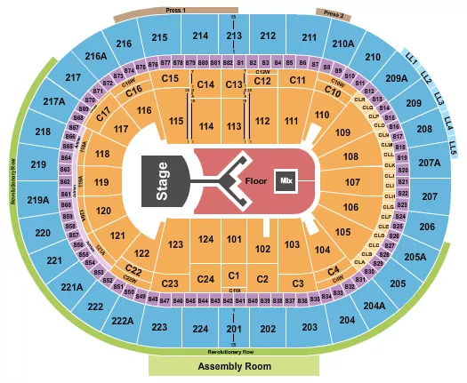 seating chart for Xfinity Mobile Arena - Shinedown - eventticketscenter.com