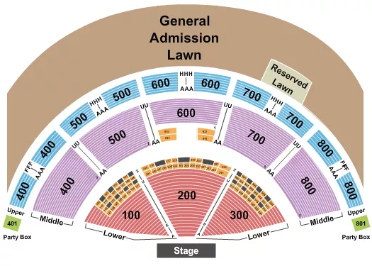 seating chart for Xfinity Theatre - Endstage Rows - eventticketscenter.com