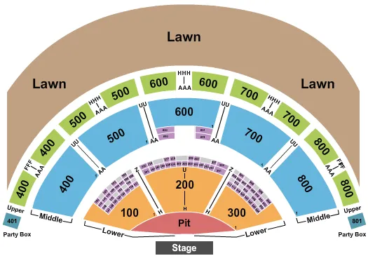 seating chart for Xfinity Theatre - Endstage Pit - eventticketscenter.com